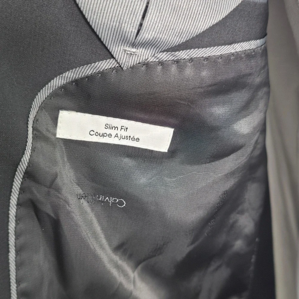 Calvin Klein Men Sport Coat Maxwell Black 46L Wool Blend Quiet Luxury Office NWT